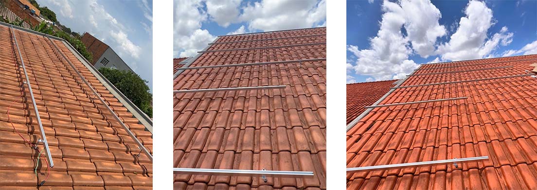 Tile roof solar panel installation with hanger bolts