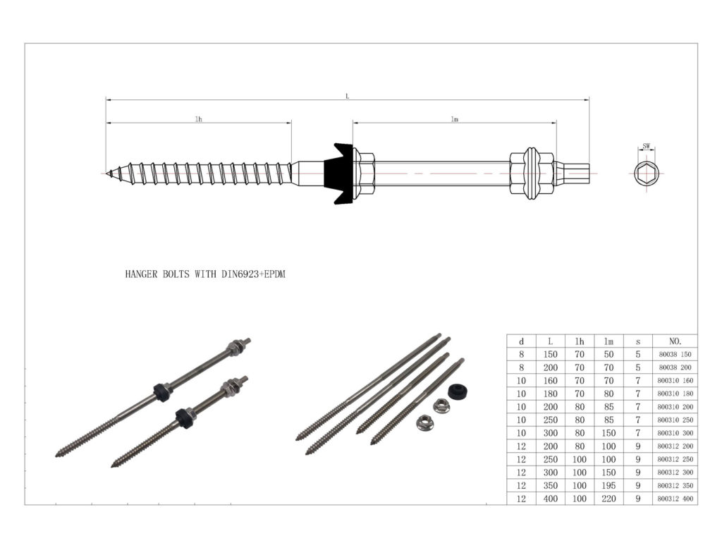 Durable solar hanger bolts for residential installations