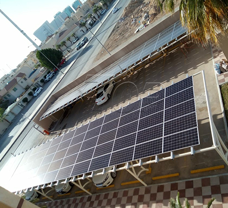 Kết cấu bãi đậu xe năng lượng mặt trời 60kw ở Ả Rập Saudi